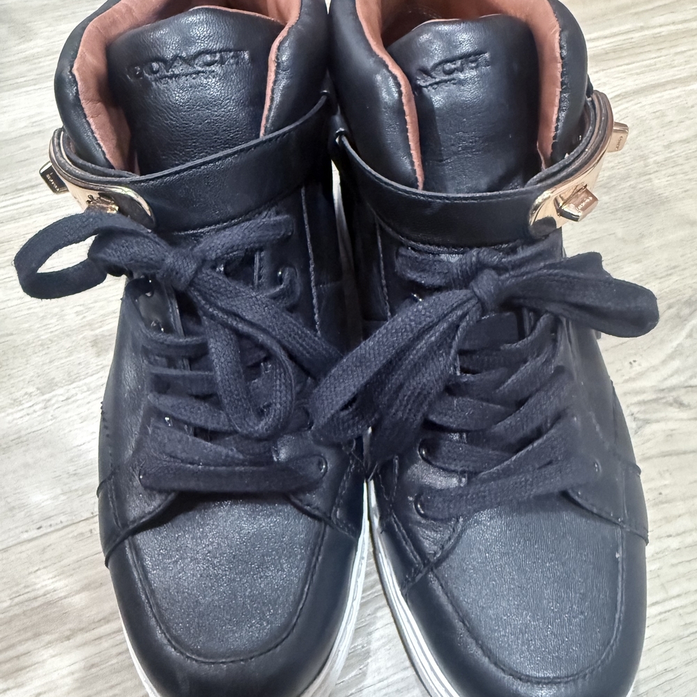 Coach Black Ankle Boots with Gold Accent - Picture 4 of 6